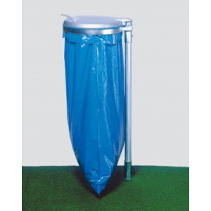 https://www.techni-contact.site/ressources/images/produits/merchandising/support-sac-poubelle-couvercle-plastique-argent-42464754-1.jpg - Capacité : 120 L - Support en acier galvanisé - Couvercle plastique ou acier