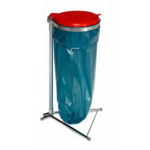 https://www.techni-contact.site/ressources/images/produits/merchandising/support-sac-poubelle-galvanise-couvercle-plastique-83311647-1.jpg - Acier galvanisé - Couvercle plastique bleu, jaune, vert et noir