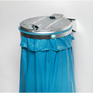 https://www.techni-contact.site/ressources/images/produits/merchandising/support-sac-poubelle-galvanise-mural-avec-couvercle-78974773-1.jpg - Capacité : 120 L - Sans ou avec couvercle acier - Fixation murale