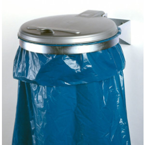 https://www.techni-contact.site/ressources/images/produits/merchandising/support-sac-poubelle-murale-avec-couvercle-plastique-22572193-1.jpg - Acier galvanisé - Avec couvercle plastique - Fixation murale