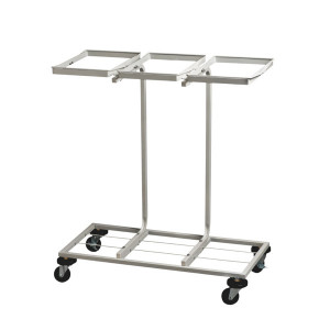 Support sac poubelle pour tri sélectif - Capacité de 3 x 110 L - Dimensions L x P x H : 833 x 360 x 900 mm - Matière : acier poudré blanc