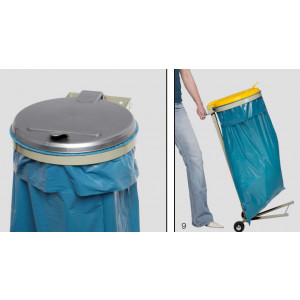 Support sac poubelle tri - Capacité : 120 L - Ø couvercle 350 mm - Finition : Acier galvanisé