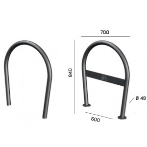 Support vélo rond - Encombrement  : 700 x 840 mm