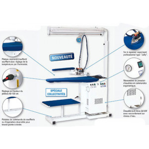 Table à repasser chauffante aspirante soufflante 5.8Kw - Résistance de la chaudière : 3600 W - Puissance 5,8kW