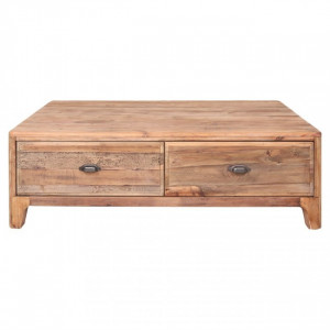Table auxiliaire vintage - Table auxiliaire fabriquée en bois de pin recyclé avec tiroirs