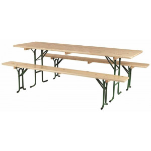 Table banc brasserie pliable - En pin massif - Finition peinture couleur verte. 