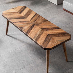 https://www.techni-contact.site/ressources/images/produits/merchandising/table-basse-en-noyer-a-chevrons-23457119-1.jpg - Dimensions (L x l x H) : 90 à 110 x 45 x 45 cm