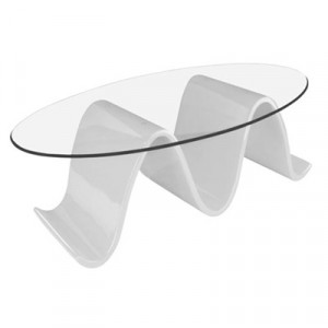 Table basse en verre transparent pour accueil - Longueur 120cm, largeur 71cm