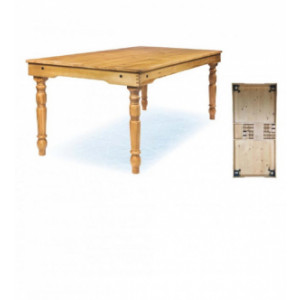 Table Bois pieds tournés démontables  - Hauteur : 76 cm – Dimensions: 213 x 102 cm – En bois clair