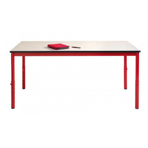 Table cantine scolaire - Taille réglable de 3 à 7 - Format : Carré, Rond ou Rectangulaire - Mélaminé ou stratifié avec chant PVC