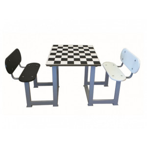 Table d’échecs extérieure avec dossier et 2 bancs en polyéthylène  - Table d'échecs pour usage extérieur