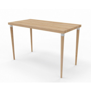 Table de bureau en bois - Piètement hêtre massif - Panneau mélaminé de 19 mm   - Patins plastiques