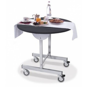 Chariot room service - Roulettes - Plateau carré ou rond pliable