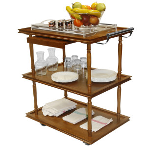 Table de service roulante en bois 3 Plateaux - Dimensions (L x l x h) cm : 93 x 55 x 94