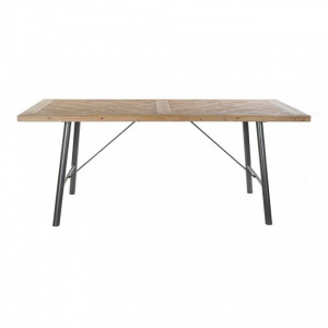 Table de style industriel avec plateau en sapin - Table de style industriel avec structure en tubes d’acier et plateau en bois de sapin
