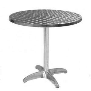 Table de terrasse avec plateau en inox et pied en aluminum - Dimensions (diam) : 60 cm