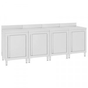 Table de travail avec armoire en inox - Dimensions (L x l x H) : 240 x 60 x 96 cm – En Acier inoxydable