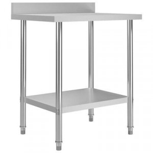 Table de travail de cuisine avec dosseret - Dimensions (L x l x H) : 80 x 60 x 93 cm – En Acier inoxydable 304