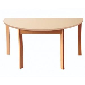 Table demi-ronde pour école maternelle - Longueur : 1200 mm - Taille : T1 à T6 - plateau mélaminé - Structure hêtre massif