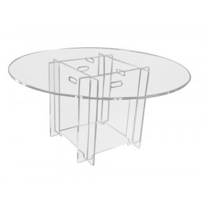 Table démontable ronde plexiglas - Plexiglas épaisseur 1 et 1.5 cm - Diamètre 150 cm - Hauteur 74 cm