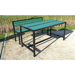 Table et bancs en plastique recyclé - Table : L1500 x Larg. 670 mm - Banc : L1500 x Larg. 450 mm