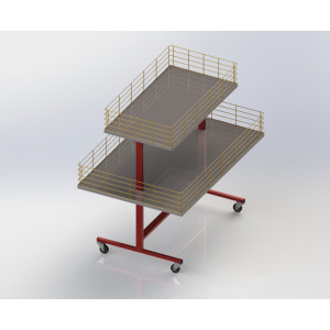 Table fouille sur roulette 2 niveaux - Bac de fouille - Dimensions : 1000 x 700 x 1200 mm