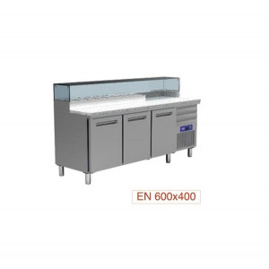 Table frigo pizzeria - Structure monobloc  -  6 pieds en inox réglables