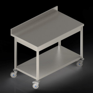 Table inox adossée avec ou sans étagère - Réalisation inox AISI 304