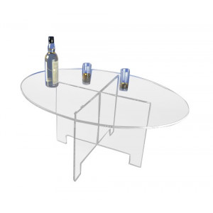 Table ovale démontable plexiglas - Plexiglas épaisseur 1 cm - Dimensions: 100/70 cm ovale - Hauteur 45 cm