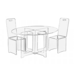 Table basse ovale en plexiglas - Plexiglas épais 1.5 cm - Dimensions : 148 cm par 120 cm - Hauteur : 71 cm