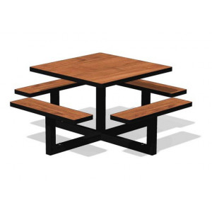 Table pique nique en acier design - Dim (L x P x H) : 1600 x 1600 x 740 mm - Livrée montée
