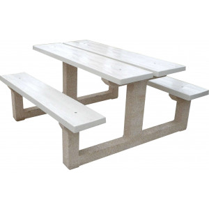 Table pique nique en béton blanc perle - Longueur 2 mètres