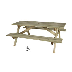 https://www.techni-contact.site/ressources/images/produits/merchandising/table-pique-nique-en-bois-acces-pmr-a-poser-ou-sceller-l2300-x-p1500-x-h750-mm-pin-traite-classe-iv-55796537-1.jpg - Pin traité classe IV - Accès PMR - L.2300 x P.1500 x H.750 mm - A poser ou sceller