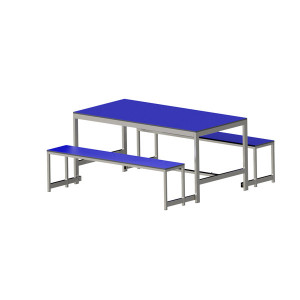 Table et banc pour cantine en inox mélamine  - Longueur : 1200 ou 1600 mm - inox mélamine - à poser