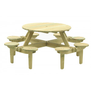 Table pique-nique ronde en bois - Diamètre (cm) : 200