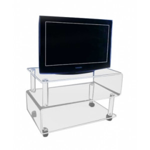 Table plexi tv-hifi - Plexiglas épaisseur 1 cm - Dimensions (L x l x H) :  75 x 45 x 50 cm - 4 roulettes