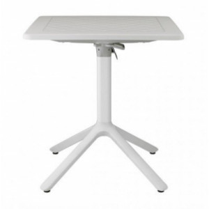 Table pliable avec pieds en technopolymère - Dimensions : 70 x 70 x h.75 / 80 x 80 x h.75 - Dessus pliable
