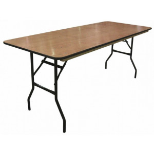 Table pliante bois traiteur - Longueur : 152 ou 183 cm - Haut x larg : 76 x 76 cm - Plateau contreplaqué vernis ép. 18mm