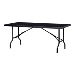 https://www.techni-contact.site/ressources/images/produits/merchandising/table-pliante-empilable-93735899-1.jpg - Longueur : 1830 mm - Haut x larg : 740 x 760 mm - Plateau monobloc en polyéthylène haute densité