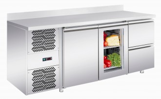 Table réfrigérée - Capacité: 280 à 600 litres - en inox avec dosseret 100 mm