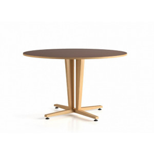 Table restaurant en bois avec piétement central - Structure hêtre massif - plateau stratifié - vérins plastiques