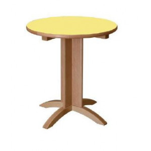 Table ronde en bois hêtre massif  - Structure en hêtre massif - Plateau stratifié - Dimensions : H.760 x Ø.700 mm