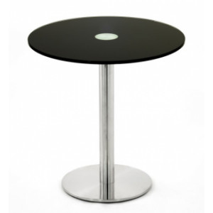 Table ronde en verre trempé - Dim hors tout ( L x P x H ): 101 x 60 x 60 cm