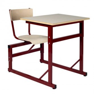 Table scolaire à siège attenant - Réglable en hauteur - Tailles 4, 5 et 6 - mélaminé ou stratifié - Dimensions plateau : 70 x 50 cm
