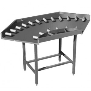 Table virage à mini-rouleaux - - Inox : inox 304L- Dimensions 1100 x 1100 mm- Rouleaux PVC à axes et billes inox