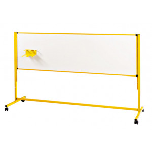 Tableau scolaire mobile - Acier émaillé 2 faces blanches - Tableau L 200 x H 60 cm - Magnétique 