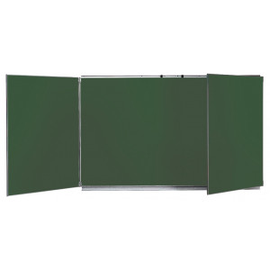 Tableau scolaire triptyque - Surface acier émaillé vert ou blanc - Dimensions (HxL) : de 100 x 120 à 120 x 300 cm - écriture à la craie ou au feutre 
