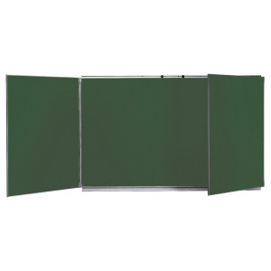 Tableau scolaire triptyque - Surface acier émaillé vert ou blanc - Dimensions (HxL) : de 100 x 120 à 120 x 300 cm - écriture à la craie ou au feutre 
