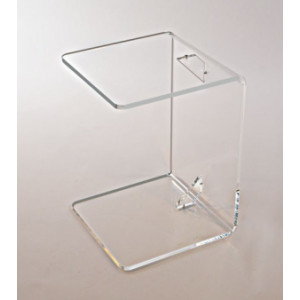 Tablette de canapé - Plexiglas cristal de 10 mm d'épaisseur - Plateau : 30 x 30 cm - Hauteur : 42 cm