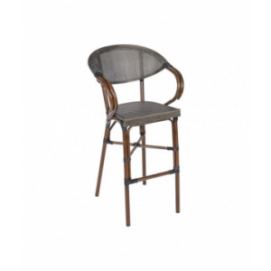 Tabouret bar aluminium MODENE - Usage: Extérieur - Structure : aluminium wood -  Dimensions L x p x h : 43 x 56 x 114 cm